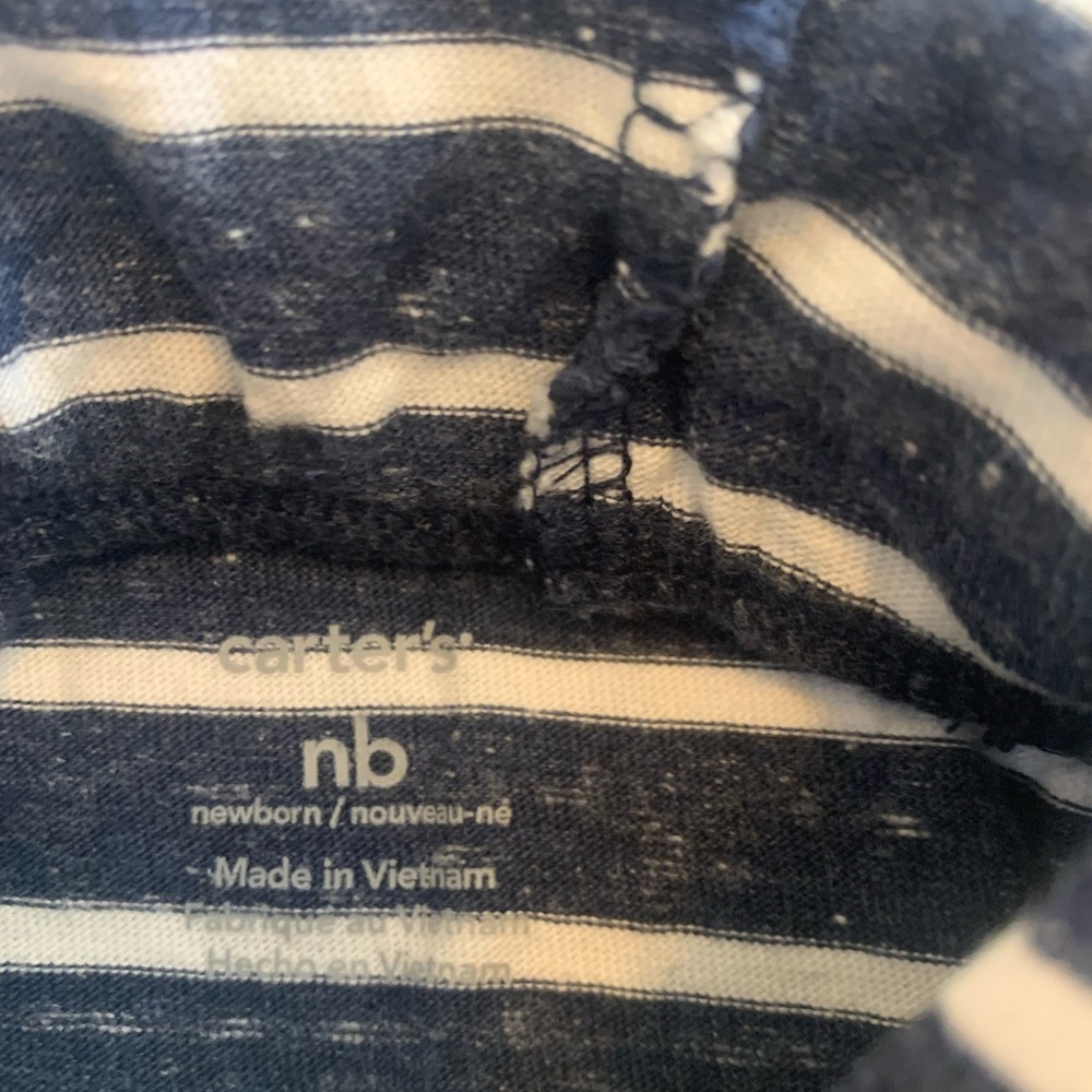 Carter's Navy and White Striped Newborn Romper - Picture 2 of 3